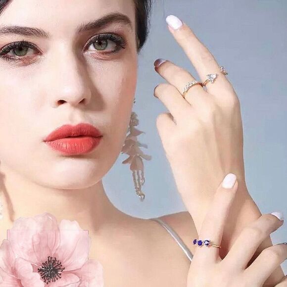 DAINTY Set of 3 Assorted Crystal Rings Trendy Gift Chic Versatile - Picture 2 of 7